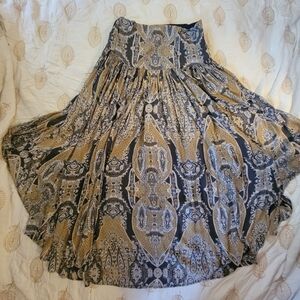 Free People Charcoal and Gold Flowy A-Line Skirt